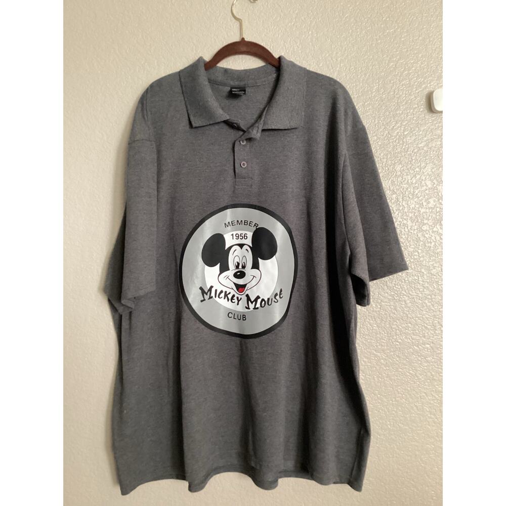 NWOT Disney "Mickey Mouse Club Member 1956" Grey Polo graphic Hanes shirt 3XL
